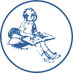 Once Upon A Time Bookstore logo in blue