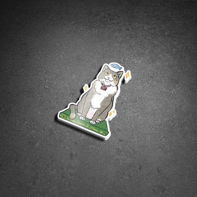 Pippi Fish Sticker in a pile on a grey background.