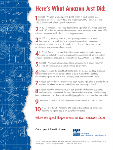 Here's What Amazon Just Did Handout Advocating for Independent Bookstores and the New Localism 